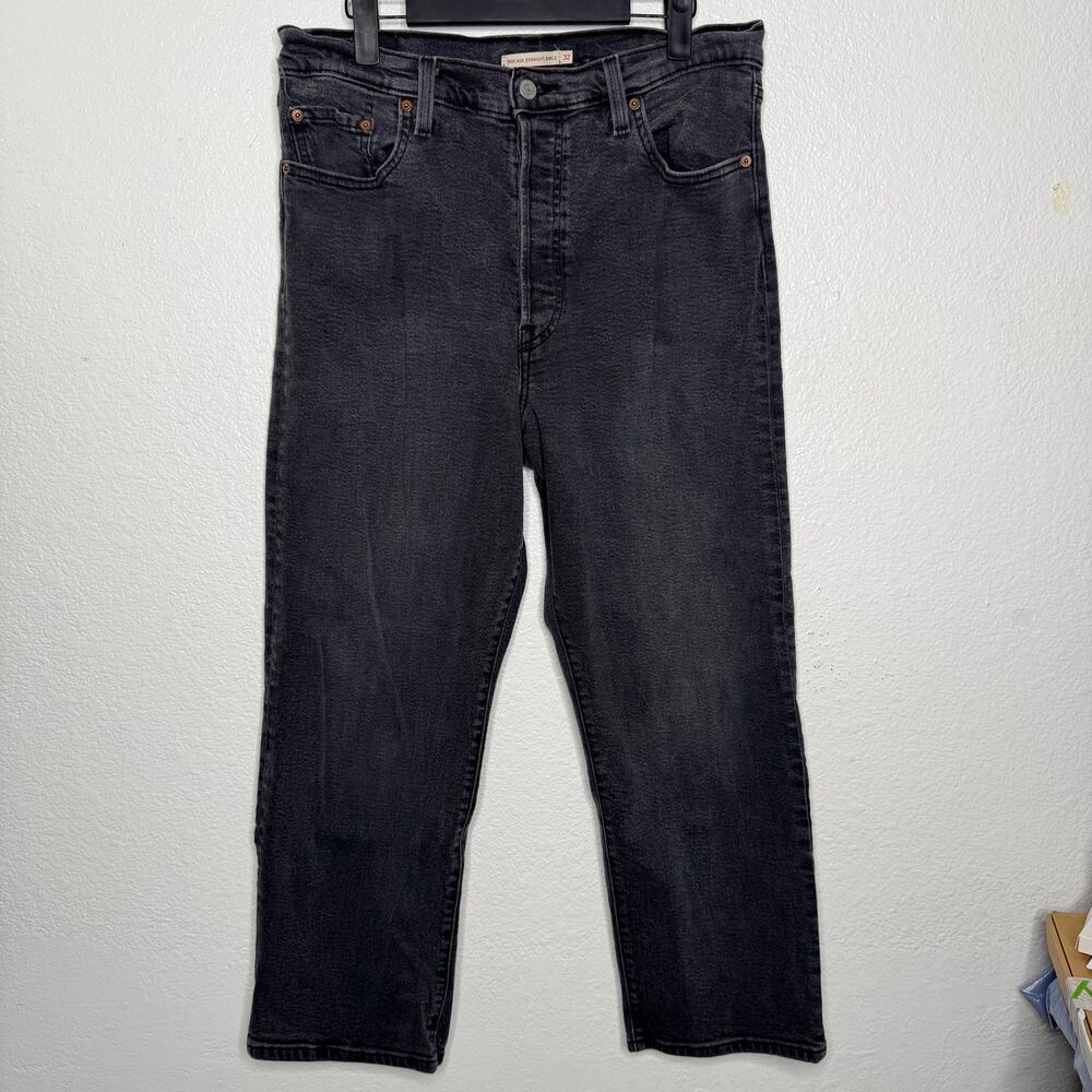 Levi's Womens Jeans Size 32 Ribcage Straight Ankle Black Denim High Rise
